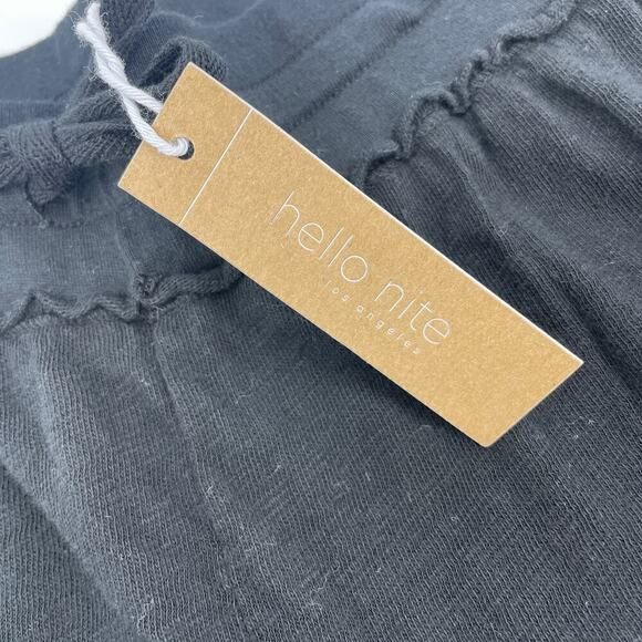 Hello Nite Los Angeles Women Medium Cozy Burnout Black Joggers Pull String - Picture 7 of 9